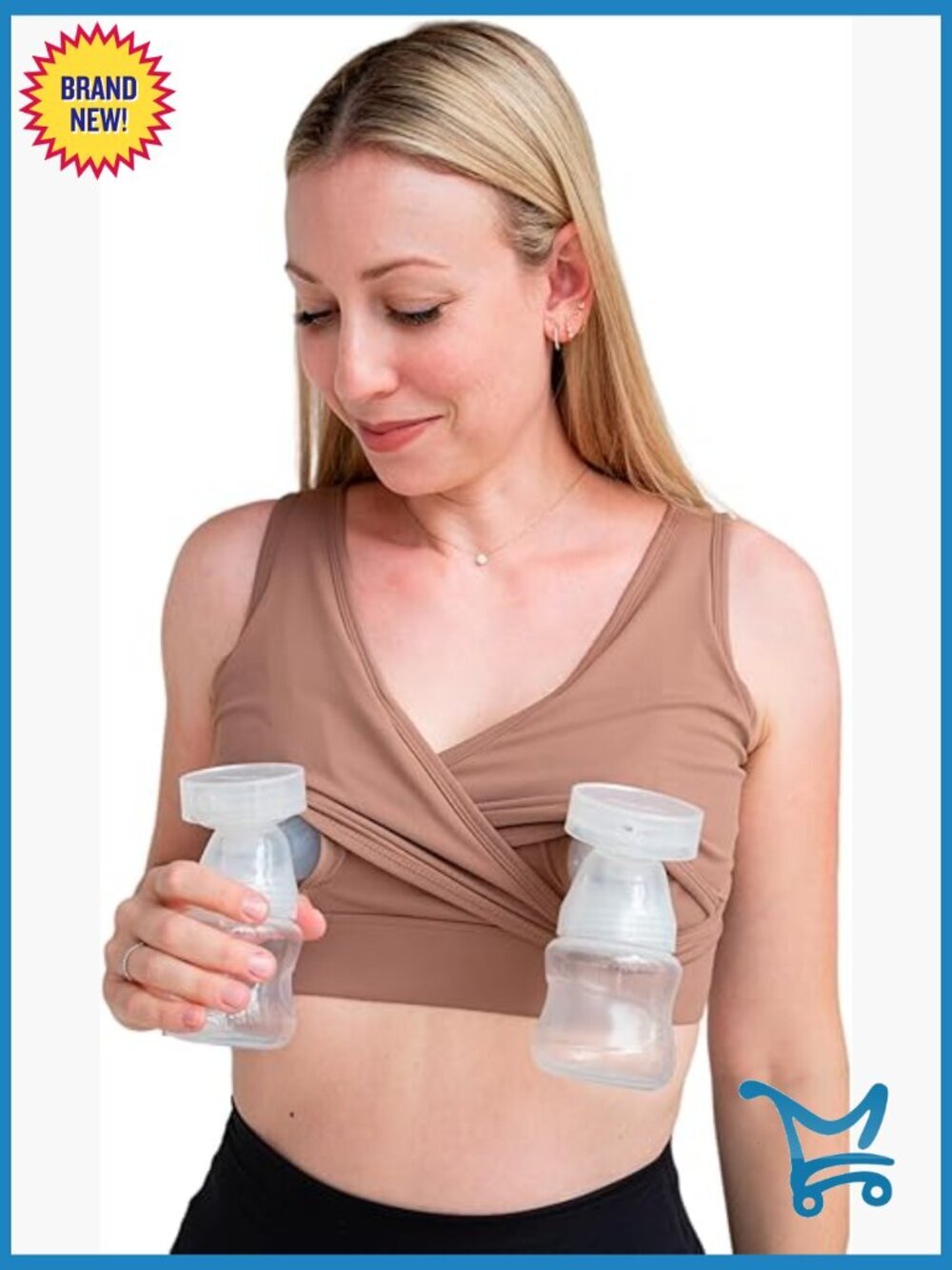 Nursing & Hands-Free Pumping Bra - Wirefree Pull-On, V-Neck, Plunge, All Flanges